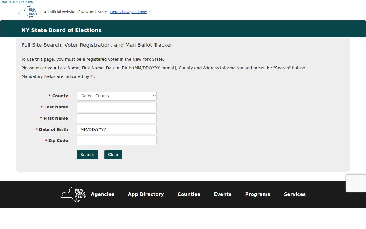 Cortlandt residents directory New York voter lookup form